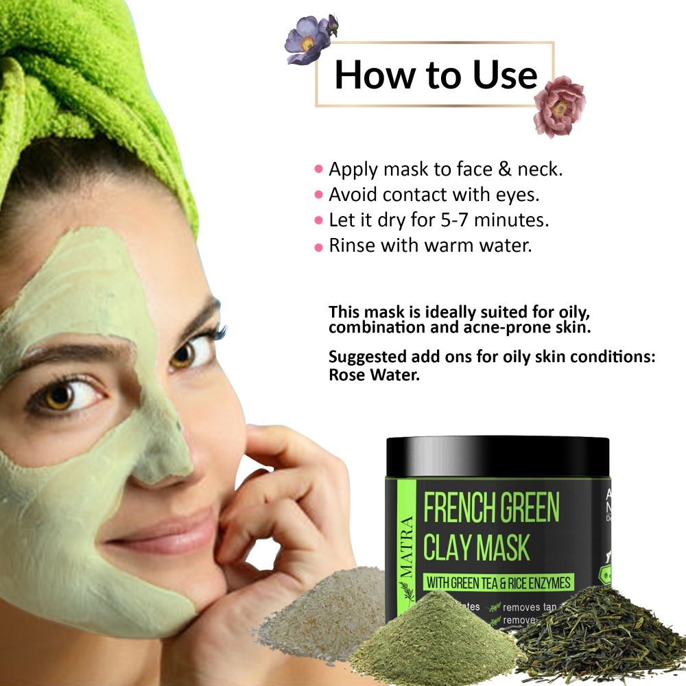 French Green Clay Green Tea Face Mask | Detan & Blackhead Removal