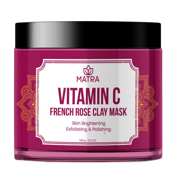 Matra Vitamin C French Rose Clay Kaolin Mask with Bentonite, Calamine & Jojoba Oil for Skin Lightening, Pore cleansing and Scar removal