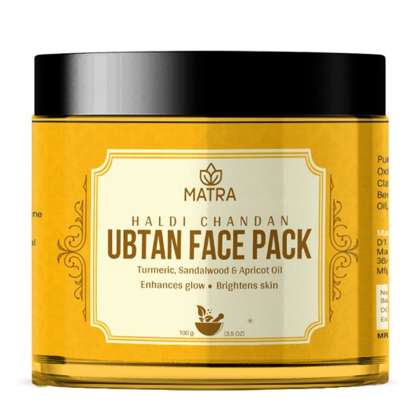 Matra Haldi Chandan Ubtan Face Pack - Ayurvedic Face Mask for Skin Brightening, Tan Removal and Glow With Turmeric & Sandalwood