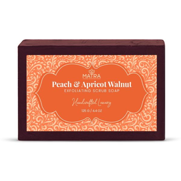 Matra Peach, Apricot & Walnut Scrub Soap | 100% Natural Handmade Soap for Exfoliation | All Skin Types | 125 g