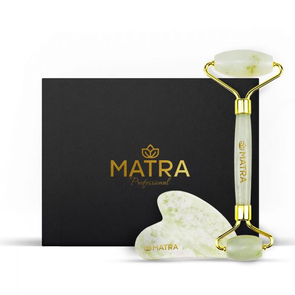 Matra Pure Jade Roller & Gua Sha Stone Face Massager Set
