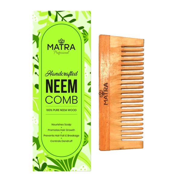 Matra Professional Pure Neem Wood Comb with Wide Tooth for Shower & Shampoo