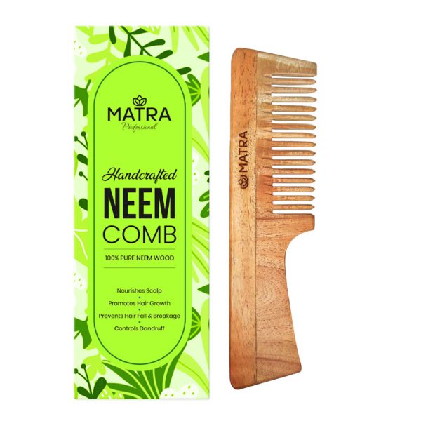 Matra Professional Pure Neem Wood Comb with Handle for Hair Growth & Anti Dandruff