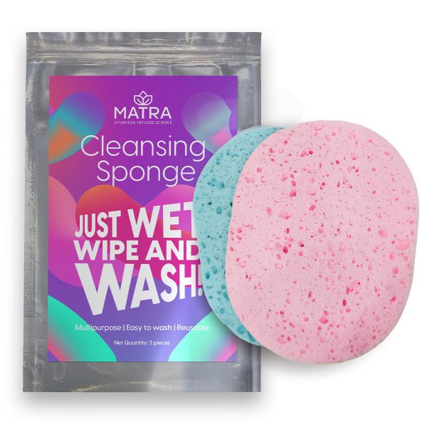 Matra Face Cleansing Sponge Pad Puff for Makeup Removal, Cleaning & Face Mask Washing, Reusable Set of 2