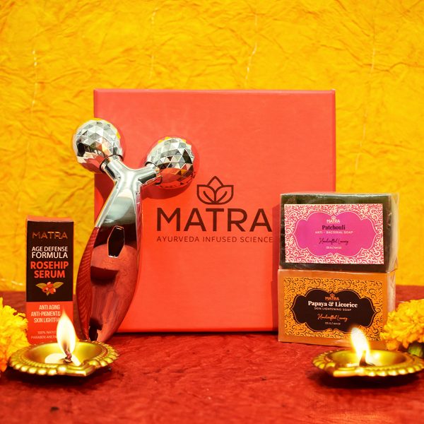 Matra Diwali Beauty Bliss Box Skincare & Spa Gift Hamper with Festive Metal Diyas