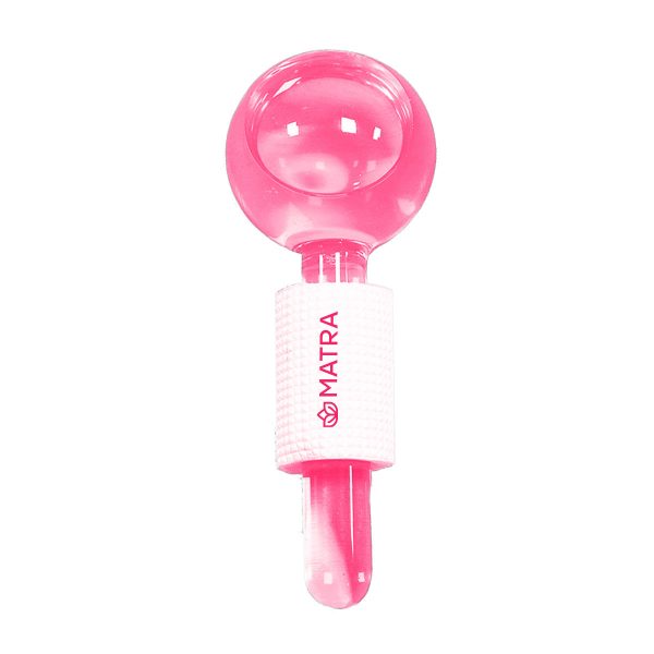 Matra Professional Facial Ice Globes (Pink) - Cooling Crystal Roller Balls with Handle