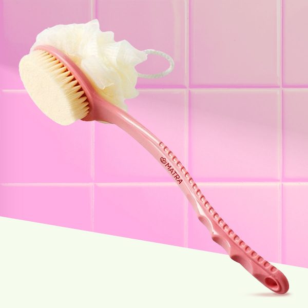 Matra Professional 2 in 1 Back Bath Brush with Curved Long Handle