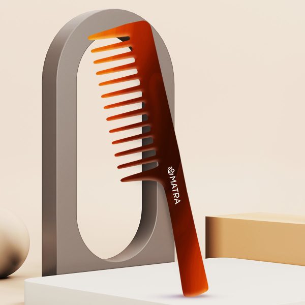 Matra Professional Regular Hair Comb with Handle & Wide Tooth Detangling (Colour May Vary)