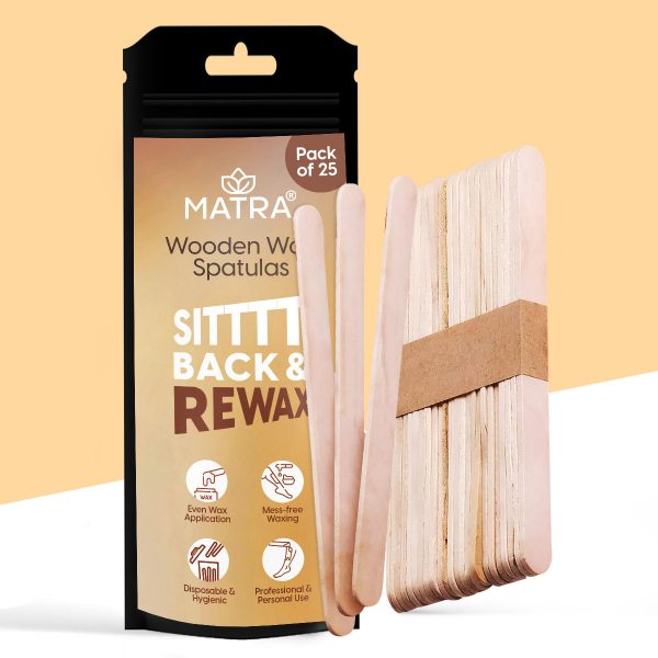 Matra Wooden Spatulas for Waxing Wax Applicator Knife Sticks for Wax Spreading & Hair Removal (25 pcs)