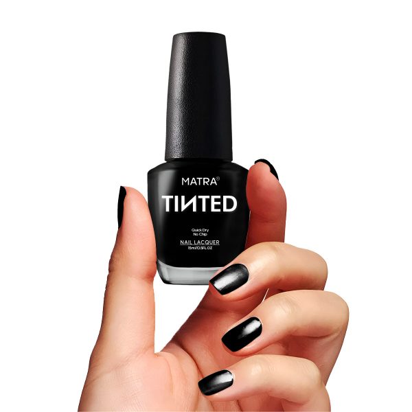 Matra TINTED Nail Polish Enamel - Bewitched Black (15ml) Quick Dry Gel Effect Lacquer Paint