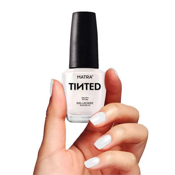 Matra TINTED Nail Polish Enamel - Snowy Secret - White (15ml) Quick Dry Gel Effect Lacquer Paint