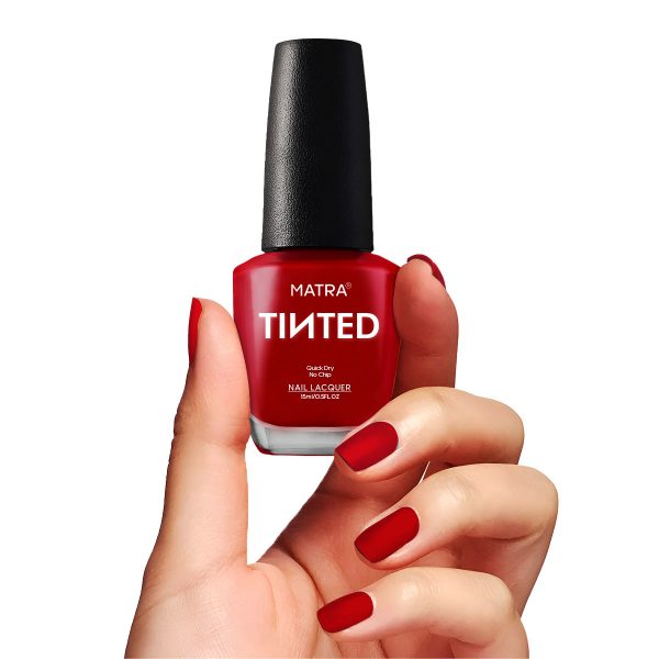 Matra TINTED Nail Polish Enamel - Scarlet Scandal (15ml) - Quick Dry Gel Effect Lacquer Paint