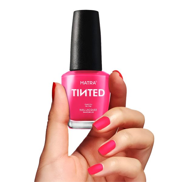 Matra TINTED Nail Polish Enamel Bossy Barbie - Poppy Pink (15ml) Quick Dry Gel Effect Lacquer Paint