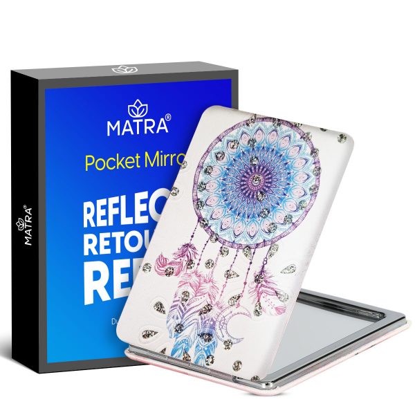 Matra Pocket Makeup Mirror Compact Portable Foldable Hand Mirror Double Sided Travel Size - Dream Catcher