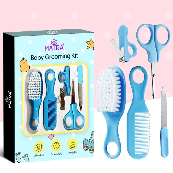 Matra Baby Grooming Kit with Hair Brush, Comb, Nail Clipper, Filer, Scissors Portable Baby Care Set (6 pcs)