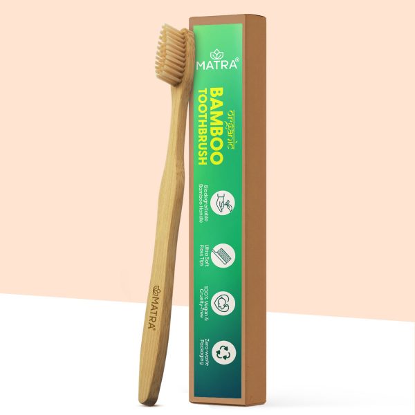 Matra Natural Bamboo Toothbrush with Ultra Soft Bristles & Floss Tip for Complete Oral Care (1 pc)