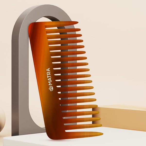 Matra Regular Hair Comb with Wide Tooth for Detangling with Minimal Hair Breakage (Dark Brown)