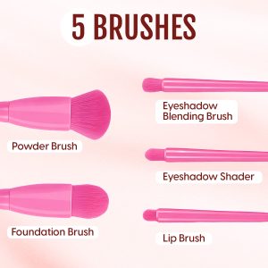 Alternative view of Matra 5 in 1 Mini Makeup Brush Set with Mirror Case - Travel Makeup Kit with Powder, Foundation, Eyeshadow Blender, Shader & Lip Brushes - Portable Cosmetic Set with Storage Box for Face & Eye Makeup