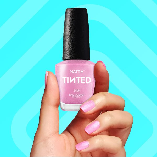 Matra TINTED Pink Shimmer Nail Polish Paint (15ml) - Pixie Dust Glitter Nail Enamel Quick Drying, Long-lasting, No Chip, High Colour Payoff - Non-UV Nail Lacquer - No Toxin, Cruelty-free Nail Colour