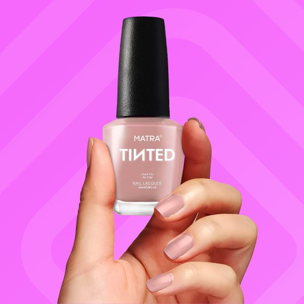 Matra TINTED Nail Polish Paint (15ml) - Quick Drying, Long-lasting, No Chip Nail Enamel with High Colour Payoff - Non-UV Nail Lacquer - No Toxin, Cruelty-free Nail Colour Nude Pastel Pink - Taupe Pink