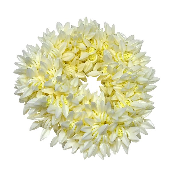 Matra Hair Gajra Scrunchie (1 pc) - Mogra Scented Artificial Gajra Accessory for Bridal Bun Juda, Ponytails & Flower Jewelry - Reusable Hair Veni Rubber Band for Weddings, Parties & Classical Dance