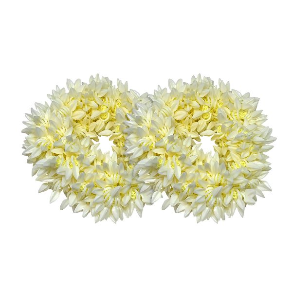 Matra Hair Gajra Scrunchies (2 pcs) - Mogra Scented Artificial Gajra Accessory for Bridal Bun Juda, Ponytails & Flower Jewelry - Reusable Hair Veni Rubber Band for Weddings, Parties & Classical Dance