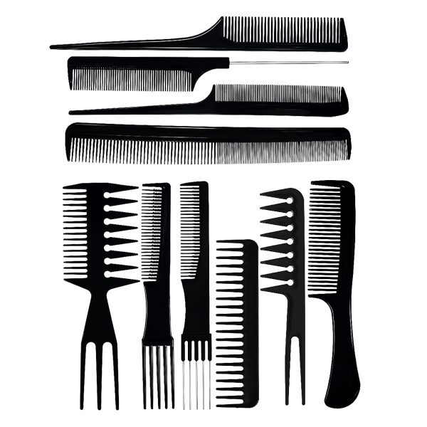 Matra Professional Hair Comb Set (10 pcs) - Hair Styling Tools Kit for Cutting & Styling - Multipurpose Hairdressing Combs for Hair Stylists - Barber Comb Kit for All Hair Types - Salon & Home Use