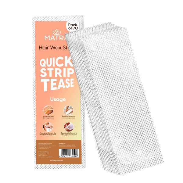 Matra Wax Strips (70 pcs) - 100GSM Plain Hair Waxing Strips Made of Non-Woven Fabric - Disposable Hair Wax Strips for Full Body & Facial Hair Removal - Smooth Waxing Experience for Salon & Home Use