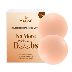 Matra Nipple Covers (1 Pair) - Reusable Silicone Nipple Pasties - Ultra Thin Comfortable Invisible Nipple Pads with Skin-friendly Self-Adhesive - Washable Bra Cup Inserts with 12 Hrs Sticking Capacity