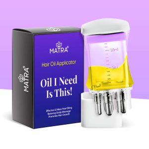 Matra Hair Oil Applicator - Oil Dispenser for Mess-free Oiling, Hair Fall Control, Hair Growth - Anti-Leak Root Applicator Bottle with Measuring Scale - Portable Scalp Massager for Serums & Treatment