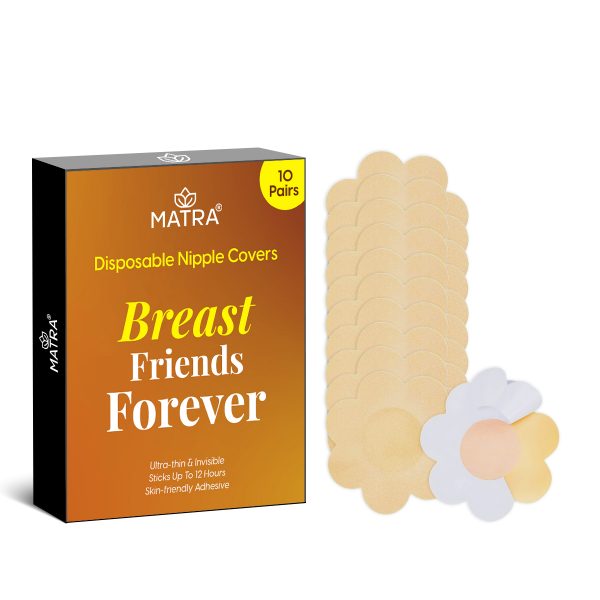 Matra Disposable Nipple Covers (10 Pairs) - Super Thin Boob Pasties Stickers - Invisible Nipple Pads with Skin-friendly Self-Adhesive - Sweat Proof Breast Nipple Patches with 12 Hrs Sticking Capacity