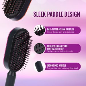 Alternative view of Matra Cushioned Hair Brush - Detangler for Easy Detangling, Scalp Massage, Hair Growth, Frizz Control, Styling - Round Paddle Brush with Flexi Nylon Bristles & Anti Static Ball Tips - Home & Salon Use