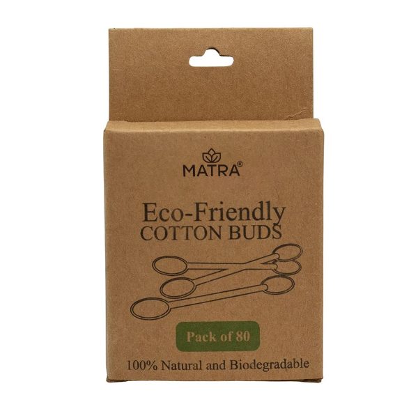 Matra Bamboo Cotton Earbuds (80 pcs) - Soft Organic Wooden Cotton Swabs for Ear Cleaning, Wax Removal - Multipurpose Ear Cleaner Picks with Double Cotton Buds - Eco-friendly Swabs for Makeup & Crafts