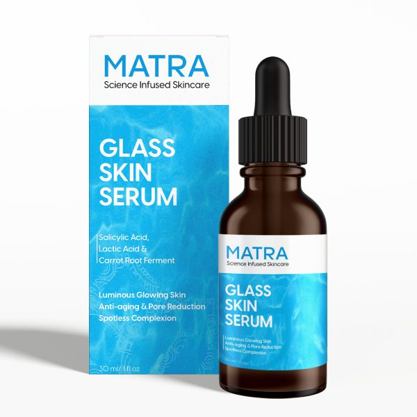 Matra Glass Skin Serum (30 ml) - Korean Glass Glow Serum with Salicylic Acid & Lactic Acid for Translucent Luminous Skin - AHA BHA Exfoliating Face Serum for Dewy Radiance, Clear Skin, Anti Aging