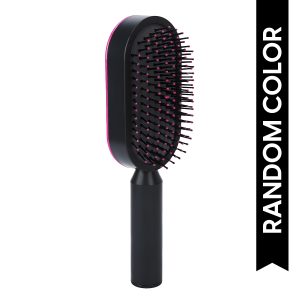 Matra Cushioned Hair Brush - Detangler for Easy Detangling, Scalp Massage, Hair Growth, Frizz Control, Styling - Round Paddle Brush with Flexi Nylon Bristles & Anti Static Ball Tips - Home & Salon Use