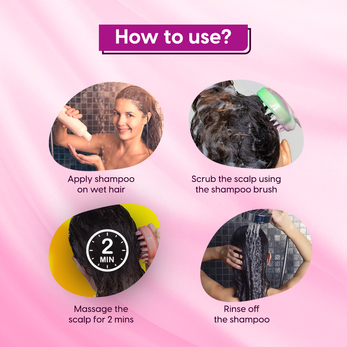 Matra Silicone Hair Scalp Massager & Anti Dandruff Shampoo Brush With Detachable Handle (Dual Tone) - Image 6