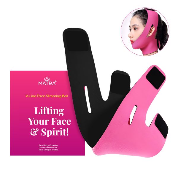 Matra V Line Face Slimming Belt - Reusable Face Lifting Mask Double Chin Reducer for Skin Tightening, Face Toning & Sculpting - Anti Wrinkle Jawline Shaper Strap Band for Cheek & Neck Fat Reduction