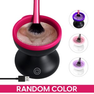 Matra Automatic Makeup Brush Cleaner - Spinning Electric Makeup Brush Cleaning Machine with USB Cable - Portable Makeup Brush Cleaning Tool with Rotating Silicone Pad for All Cosmetic Brushes Blenders