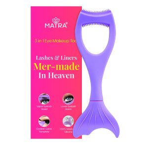 Matra 3 in 1 Eye Makeup Tool - Silicone Eyeliner Stencil Guide & Mascara Shield Applicator for Neat Application - Mermaid Eyeliner Aid Template & Eyelash Guard for Winged Cat Eyes & Voluminous Lashes
