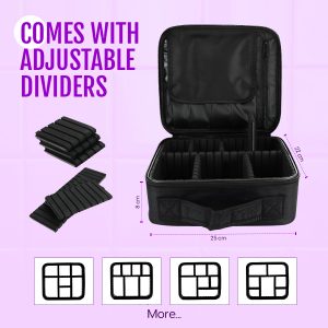 Alternative view of Matra Makeup Organizer Bag Cosmetic Travel Kit Vanity Box with Adjustable Dividers Partitions Sections Compartments Toiletry Storage Professional Portable Train Case