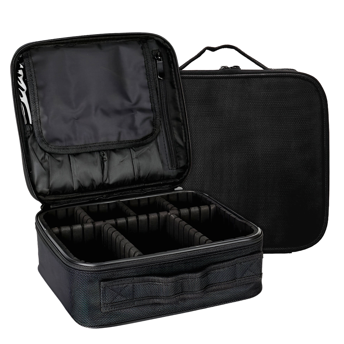 Matra Makeup Organizer Bag Cosmetic Travel Kit Vanity Box with Adjustable Dividers Partitions Sections Compartments Toiletry Storage Professional Portable Train Case