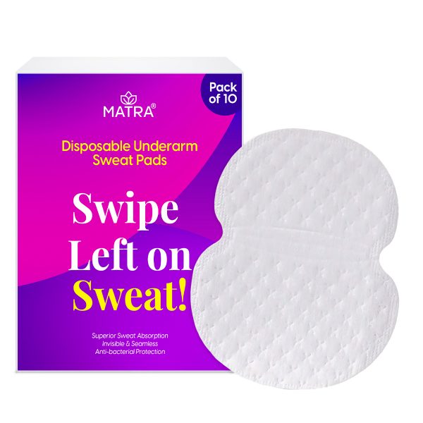 Matra Underarm Sweat Pads (10 pcs) - Disposable Sweat Pads with Sweat Absorbent, Anti-Bacterial Technology Stain Proof Armpit Peel Off Pads for Excessive Sweating & Odour Control 16 Hour Protection