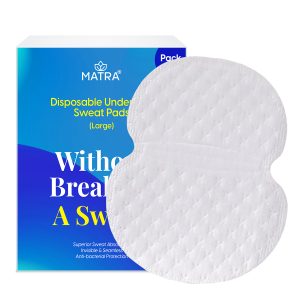 Matra Underarm Sweat Pads (10 pcs) Disposable Sweat Absorbent, Anti-Bacterial Technology Stain Proof Armpit Sweat Peel Off Pads for Excessive Sweating & Odour Control Large Size