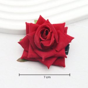 Alternative view of Matra Red Rose Hair Clip Artificial Flower Accessory Bridal Hairpin Floral Brooch for Bun Braid Juda Hairstyle Wedding Party Bride for Women and Girls
