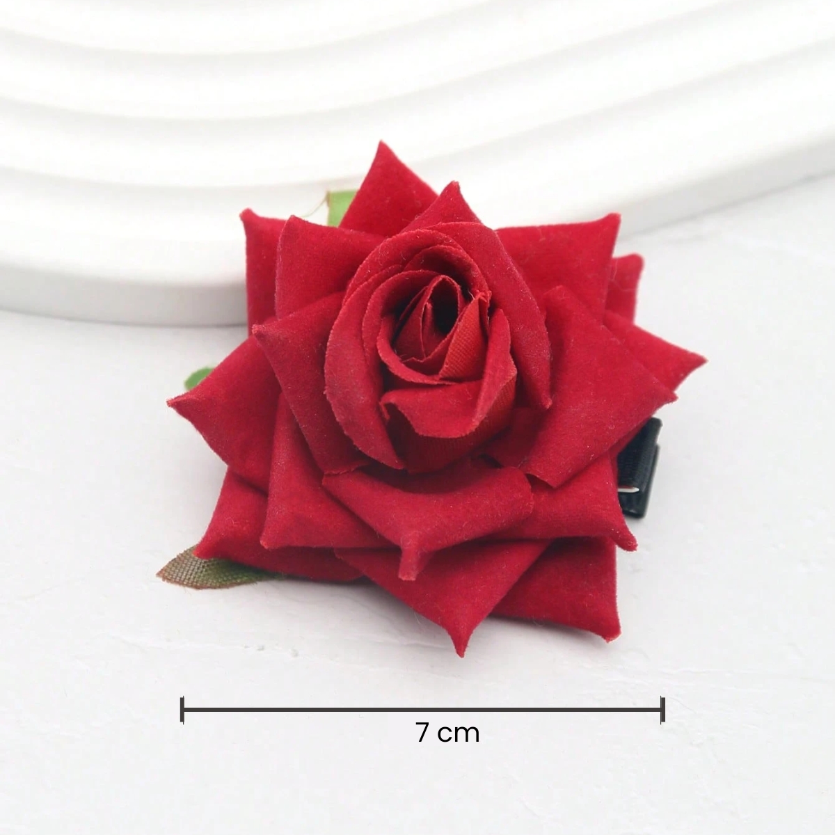 Matra Red Rose Hair Clip Artificial Flower Accessory Bridal Hairpin Floral Brooch for Bun Braid Juda Hairstyle Wedding Party Bride for Women and Girls - Image 2