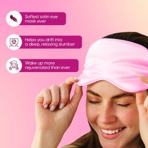 Alternative view of Matra Satin Eye Mask Travel and Meditation Blindfold Sleep Night Cover for Sleeping for Women and Girls in Pink