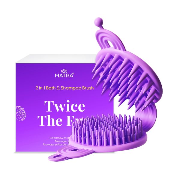 Matra 2 in 1 Silicone Brush for Body and Shampoo Double Sided Exfoliating Bath Scrubber Scalp Massager Loofah for Soft Skin for Men and Women