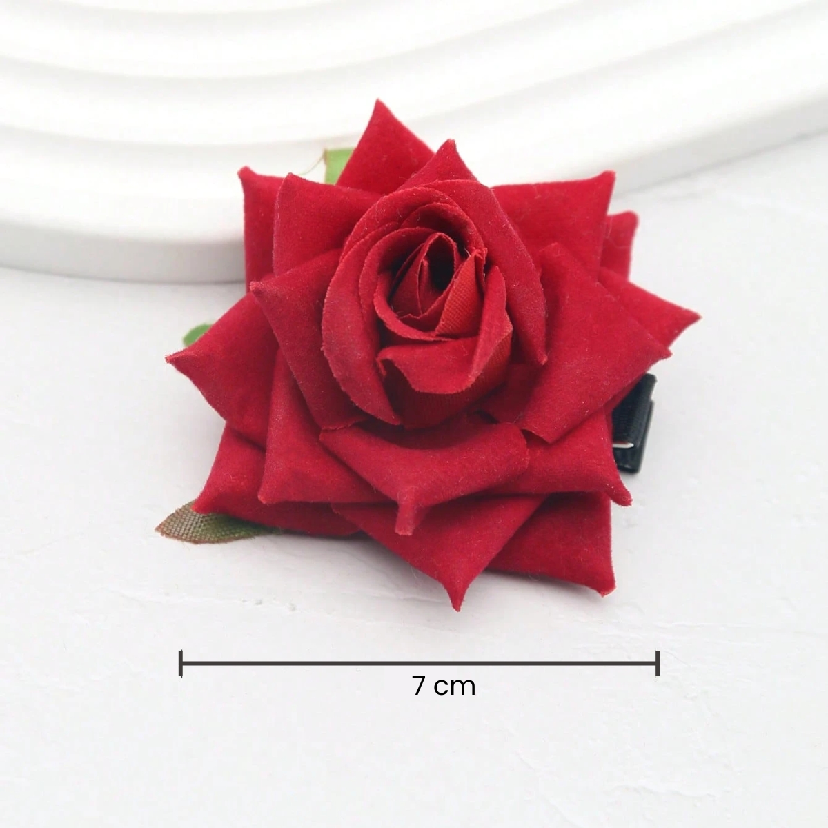 Matra Rose Hair Clip Artificial Flower Accessory Bridal Hairpin Floral Red White Brooch for Bun Braid Juda Hairstyle Wedding Party Bride for Women and Girls 2Pcs - Image 2