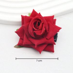 Alternative view of Matra Rose Hair Clip Artificial Flower Accessory Bridal Hairpin Floral Red Pink Brooch for Bun Braid Juda Hairstyle Wedding Party Bride for Women and Girls 2Pc