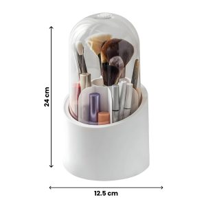 Alternative view of Matra Rotating Makeup Brush Holder Organizer Stand 360 Vanity Cosmetic Storage Dressing Table Bathroom Case with Lid for Women and Girls